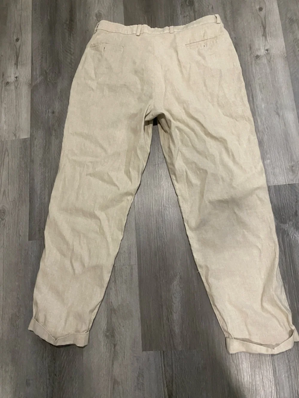 Men's Beige Linen-Blend Pants
